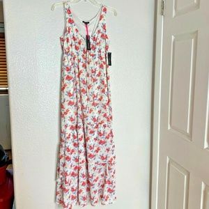 New I Love Ronson Womens Sz S Maxi Dress White pink blue floral sleeveless summe